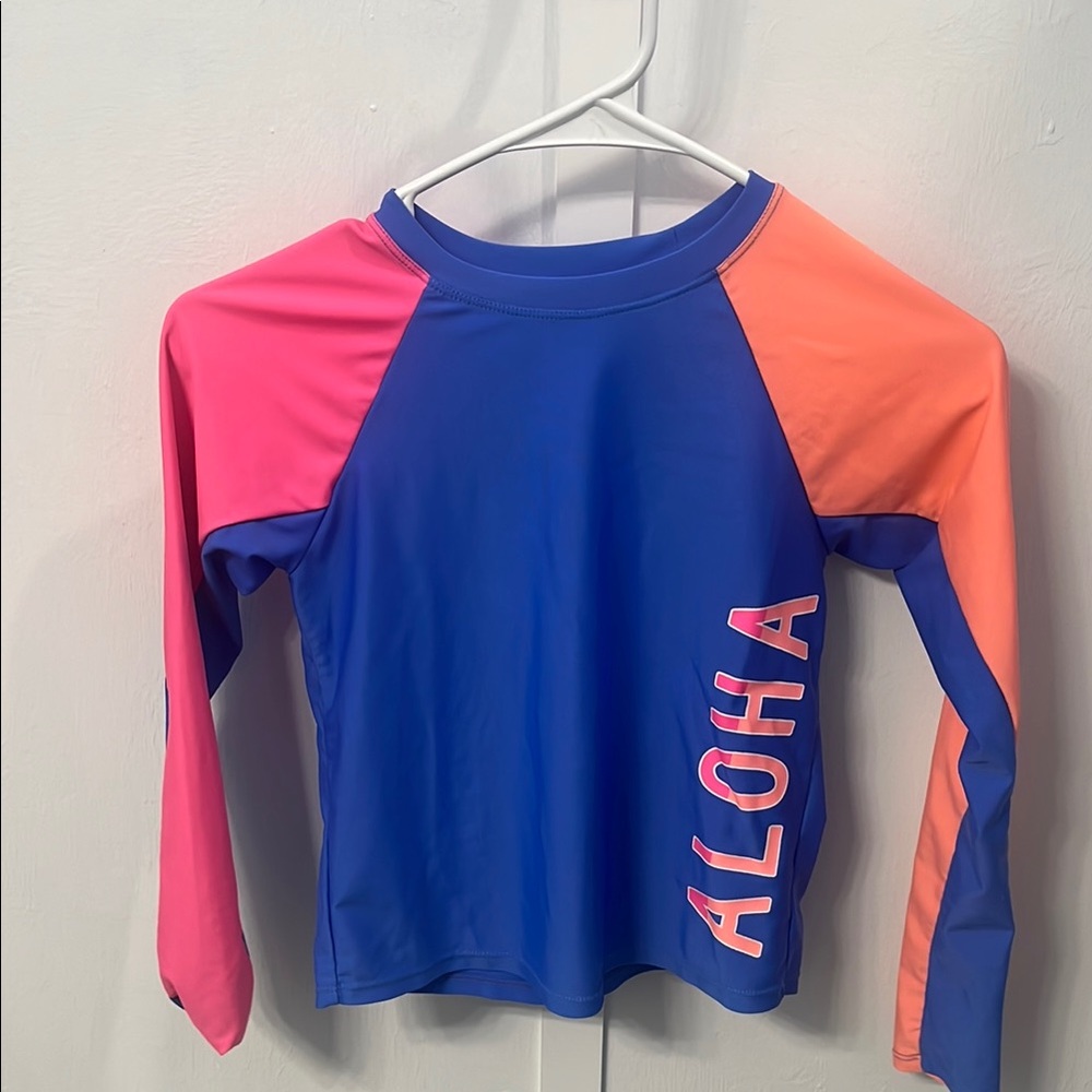 Blue and Pink Rashguard Swim Shirt